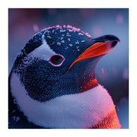 Close Up Penguin With Snowflakes On Head (Print Only)
