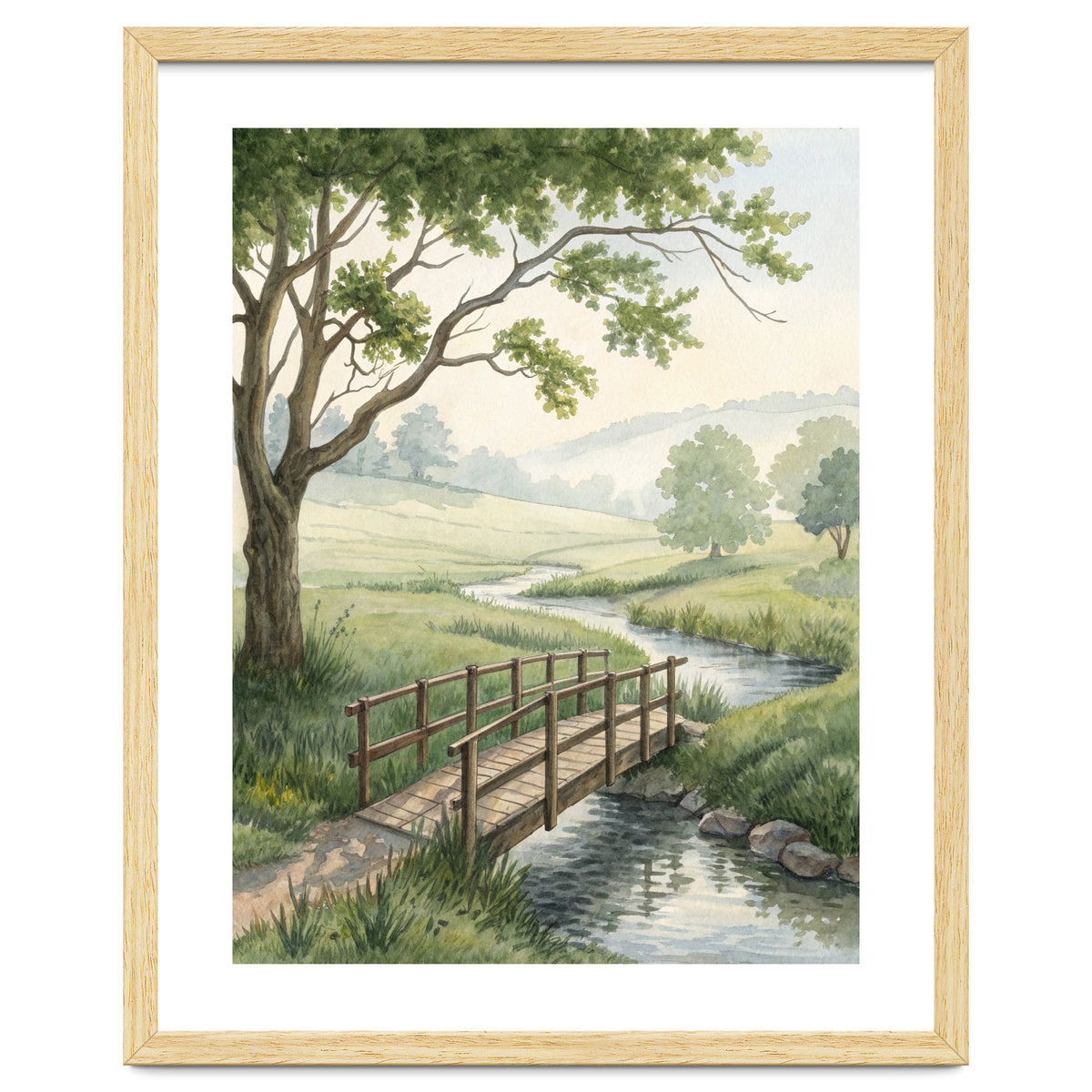 The Quiet Crossing: A Peaceful Meadow Bridge