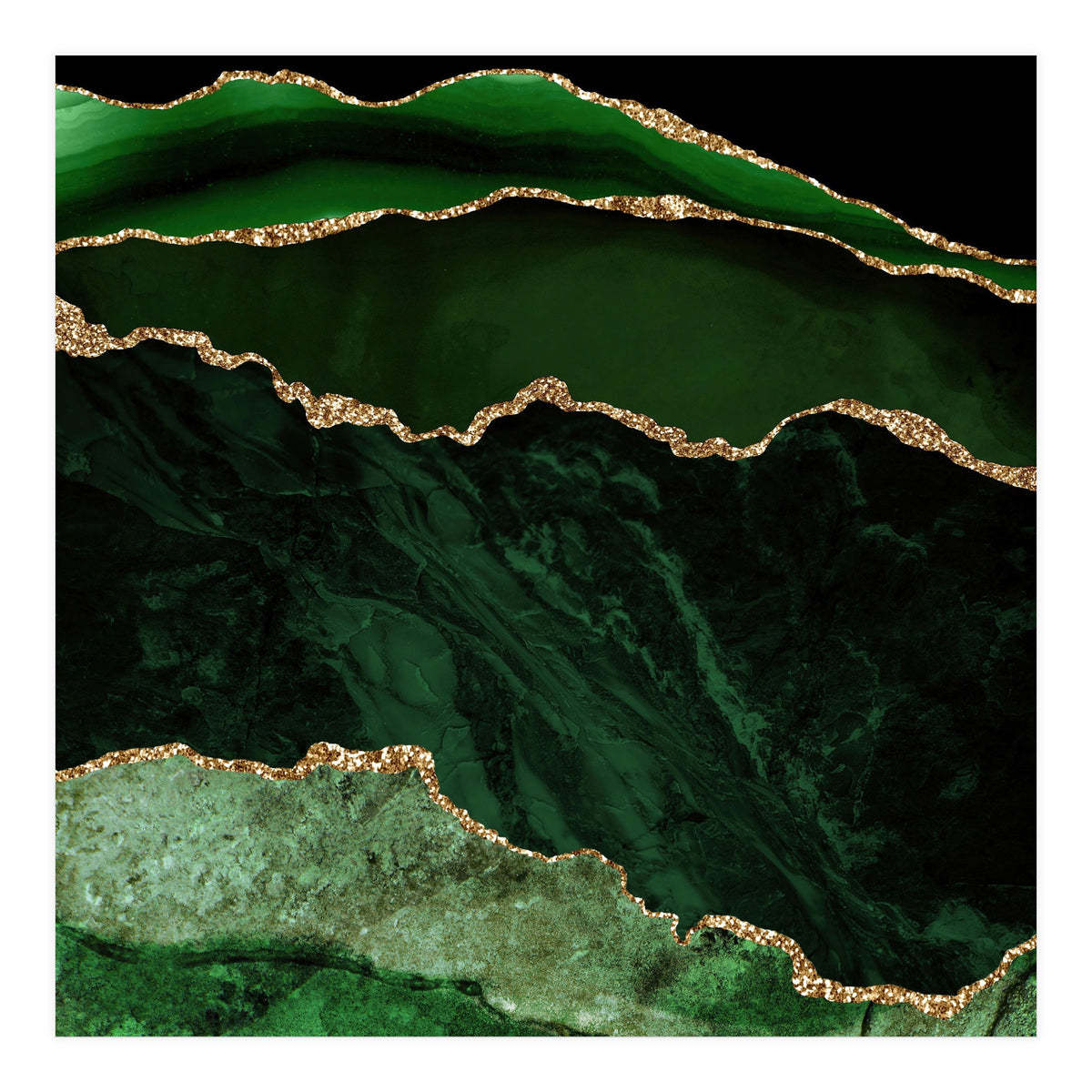 Green & Gold Agate Texture 02  (Print Only)