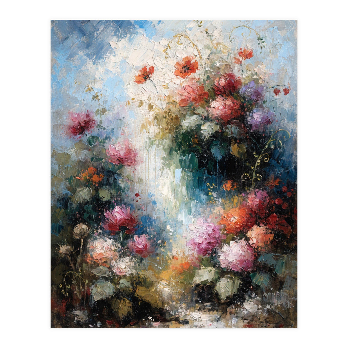 Ethereal Summer Garden Oil Painting (Print Only)