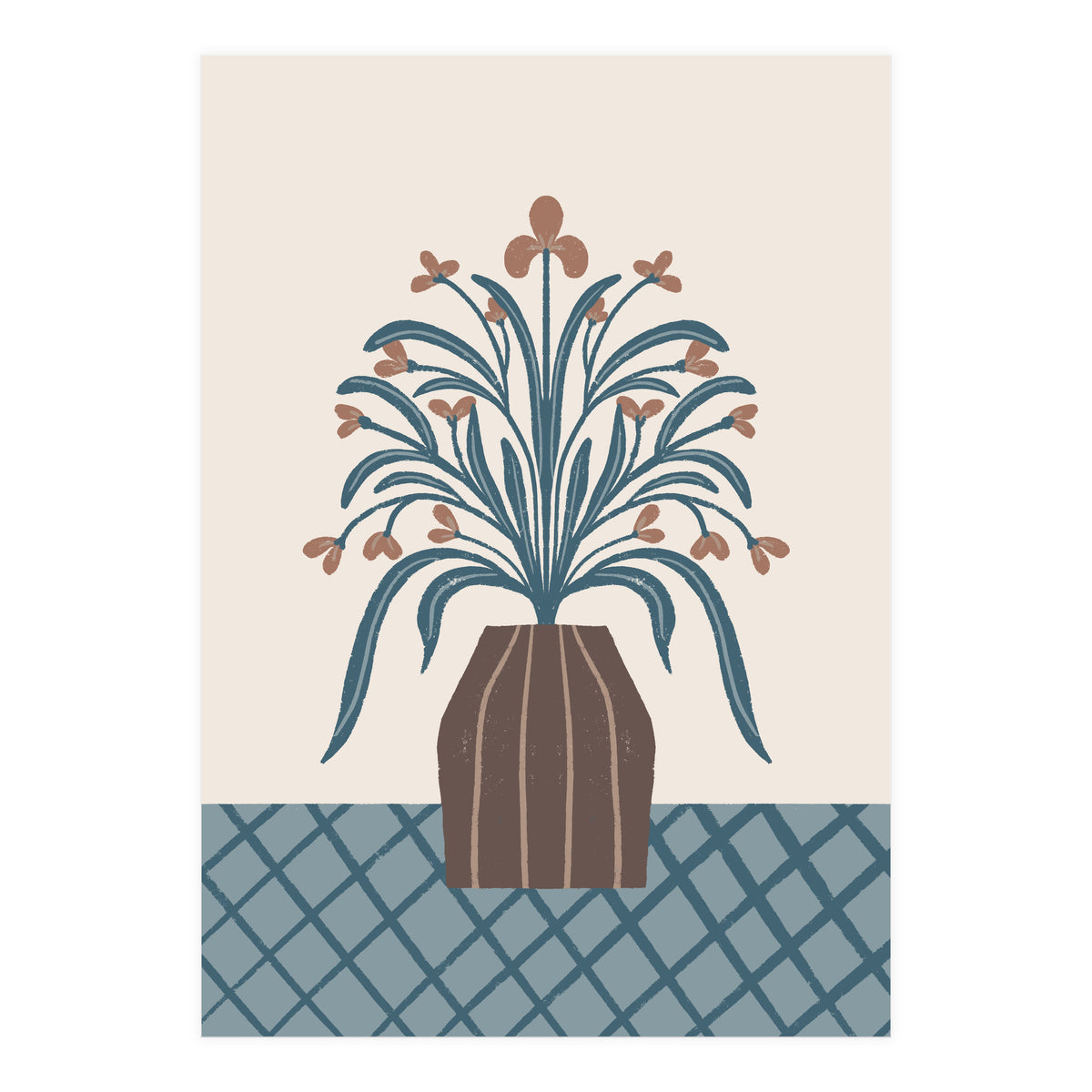 Earthy Modern Vase with Florals (Print Only)