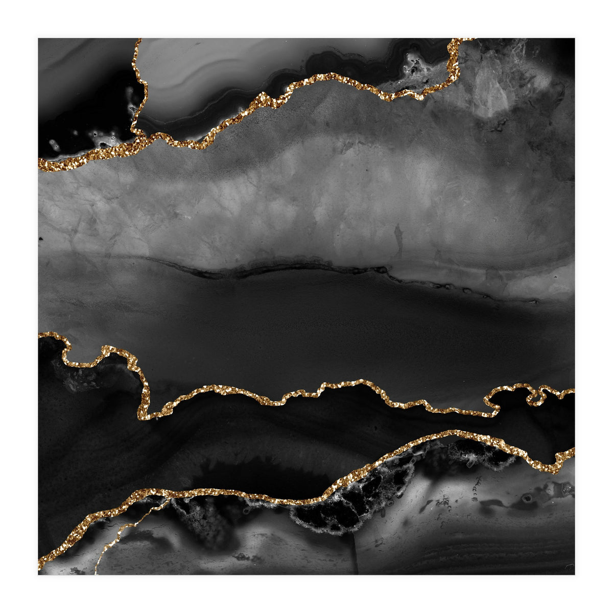 Black & Gold Agate Texture 02 (Print Only)