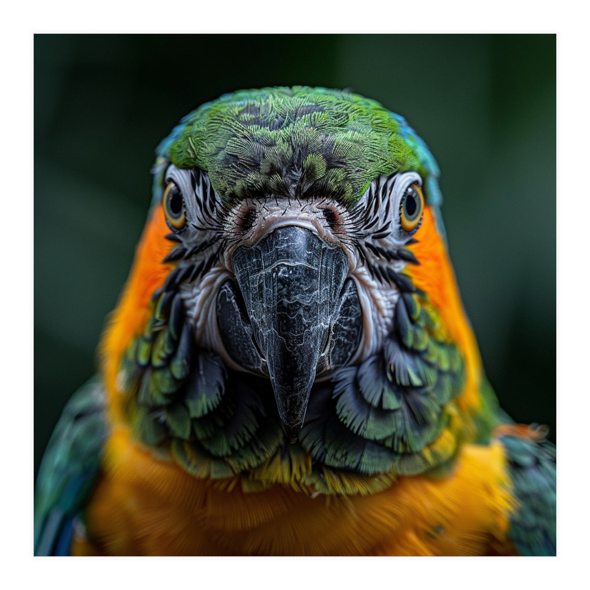 Blue And Gold Macaw Face Focused Portrait (Print Only)