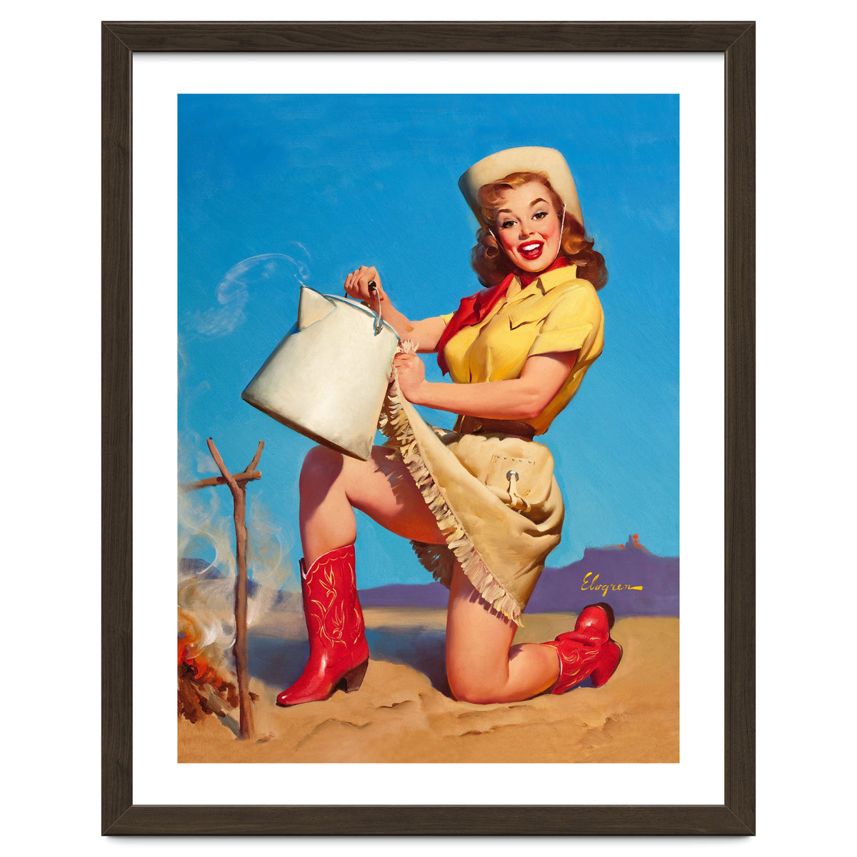 Pinup Sexy Woman Posing With A Hot Teapot