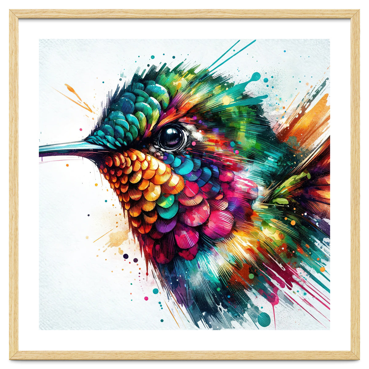Watercolor Hummingbird Portrait