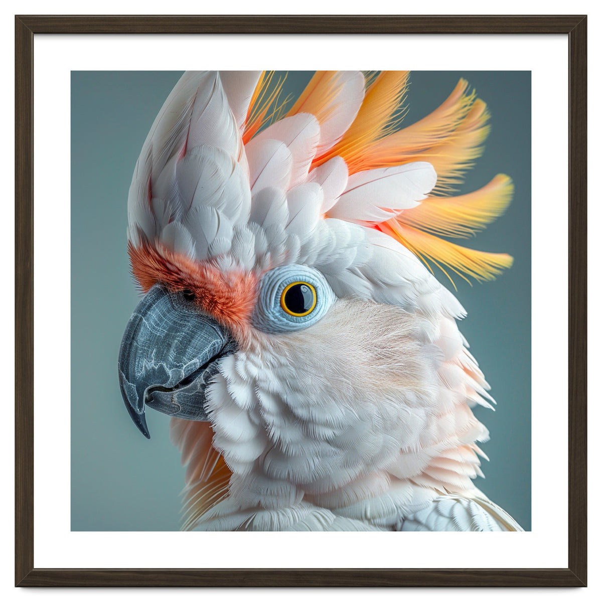 Salmon Crested Cockatoo Close Up Portrait