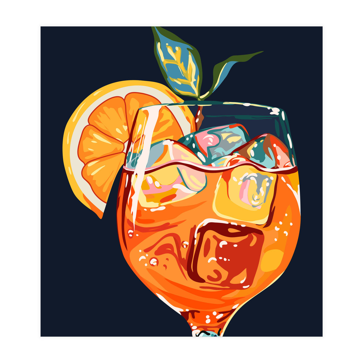 Hawaiian Cocktail, Fresh Orange Fruity Mimosa, Pop Of Color Food Bohemian Eclectic Modern Drink (Print Only)