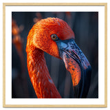 Close Up Flamingo Head Vibrant Orange Plumage thumbnail