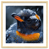 Close Up Penguin In Snow With Water Droplets thumbnail