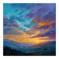 Ethereal Alpine Sunset Over Distant Peaks (Print Only)