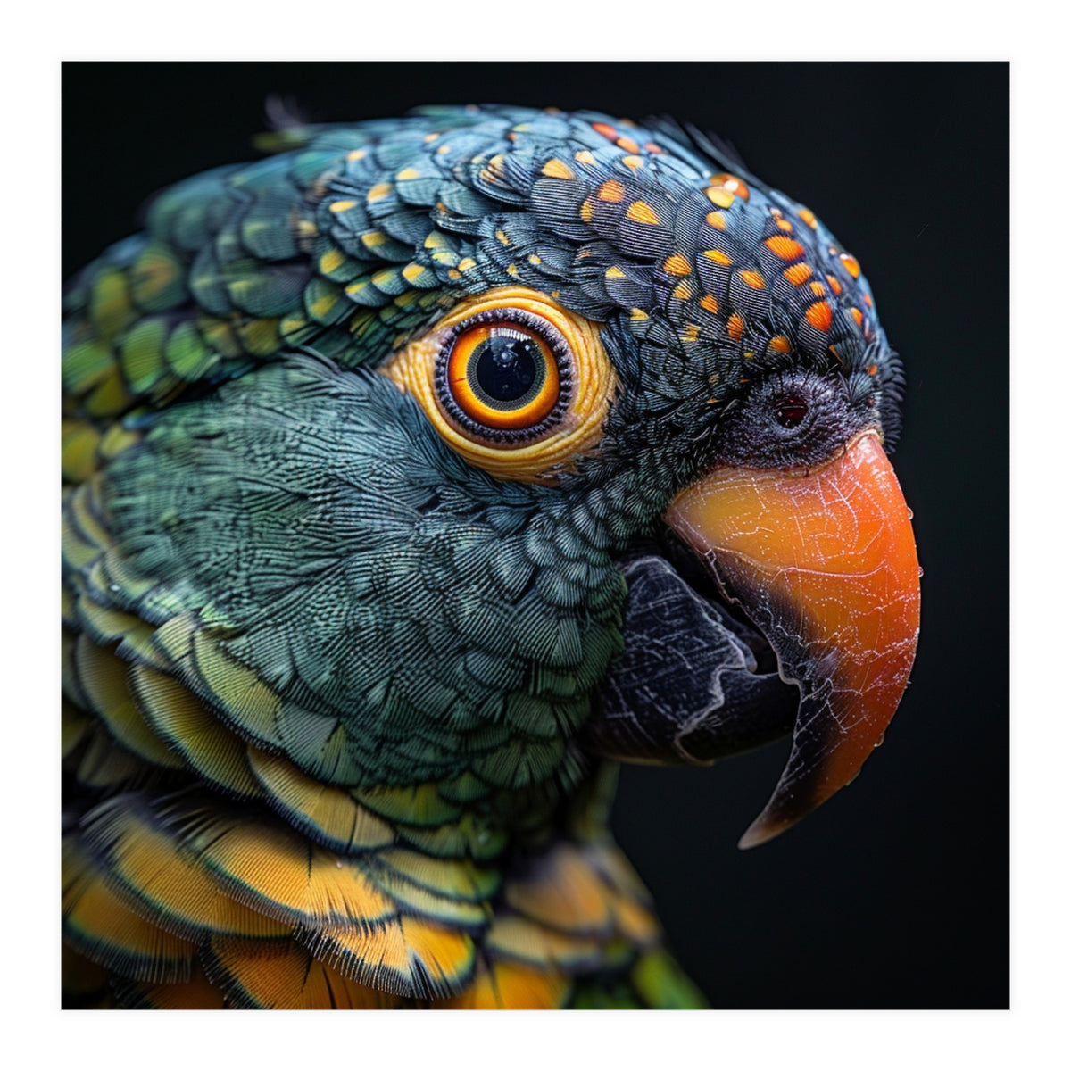 Close Up Of A Colorful Parrot's Face (Print Only)