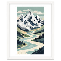 Majestic Alpine Peaks: Organic Modern Landscape Art