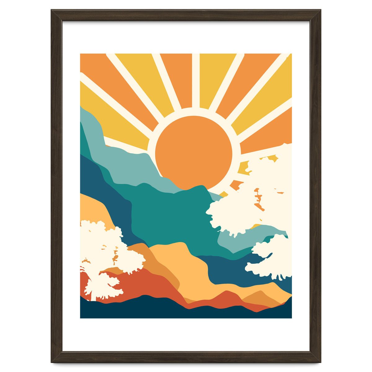 Sunrise Mindset, Positivity Optimism Self Love Self Care Growth, Nature Retro Eclectic Bohemian Peace Contemporary