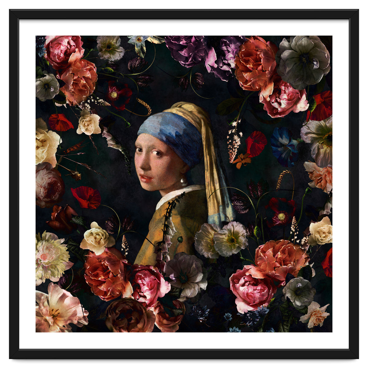 Girl With Pearl Earring And Flowers