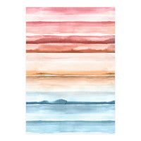 Watercolour Abstract Stripes Red Blue (Print Only)