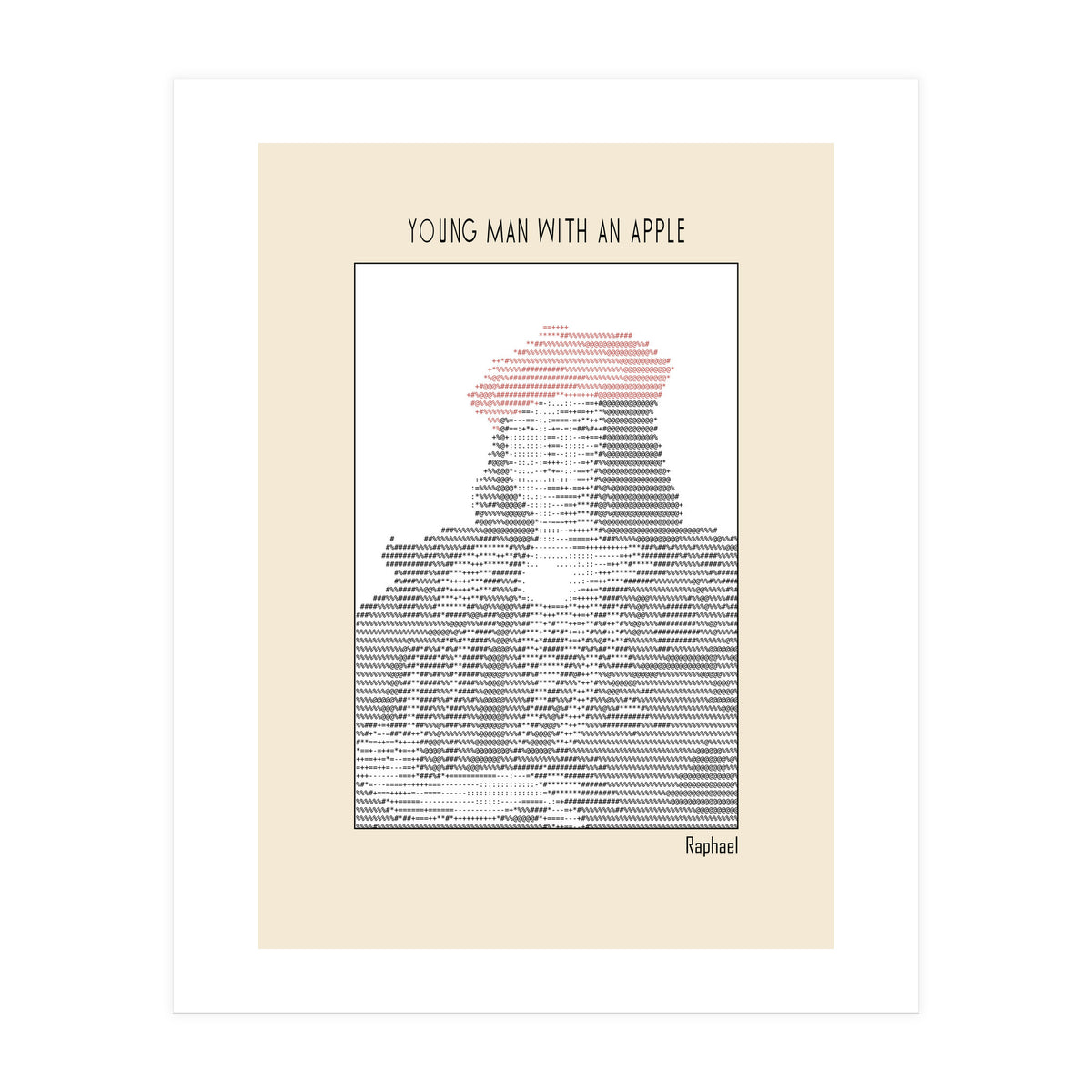 Young Man with an Apple (1505) – Raphael (ascii art)  (Print Only)