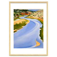Georgia O’Keeffe – Chama River, Ghost Ranch (1937) | Serene Southwestern Landscape in Bold Modernist Forms