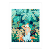 Backyard | Jungle Tropical Nature Painting | Botanical Plant Lady Banana Tree Garden Watercolor (Print Only)