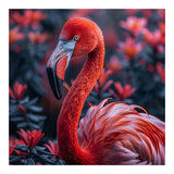 Vibrant Flamingo Portrait With Tropical Foliage (Print Only) thumbnail