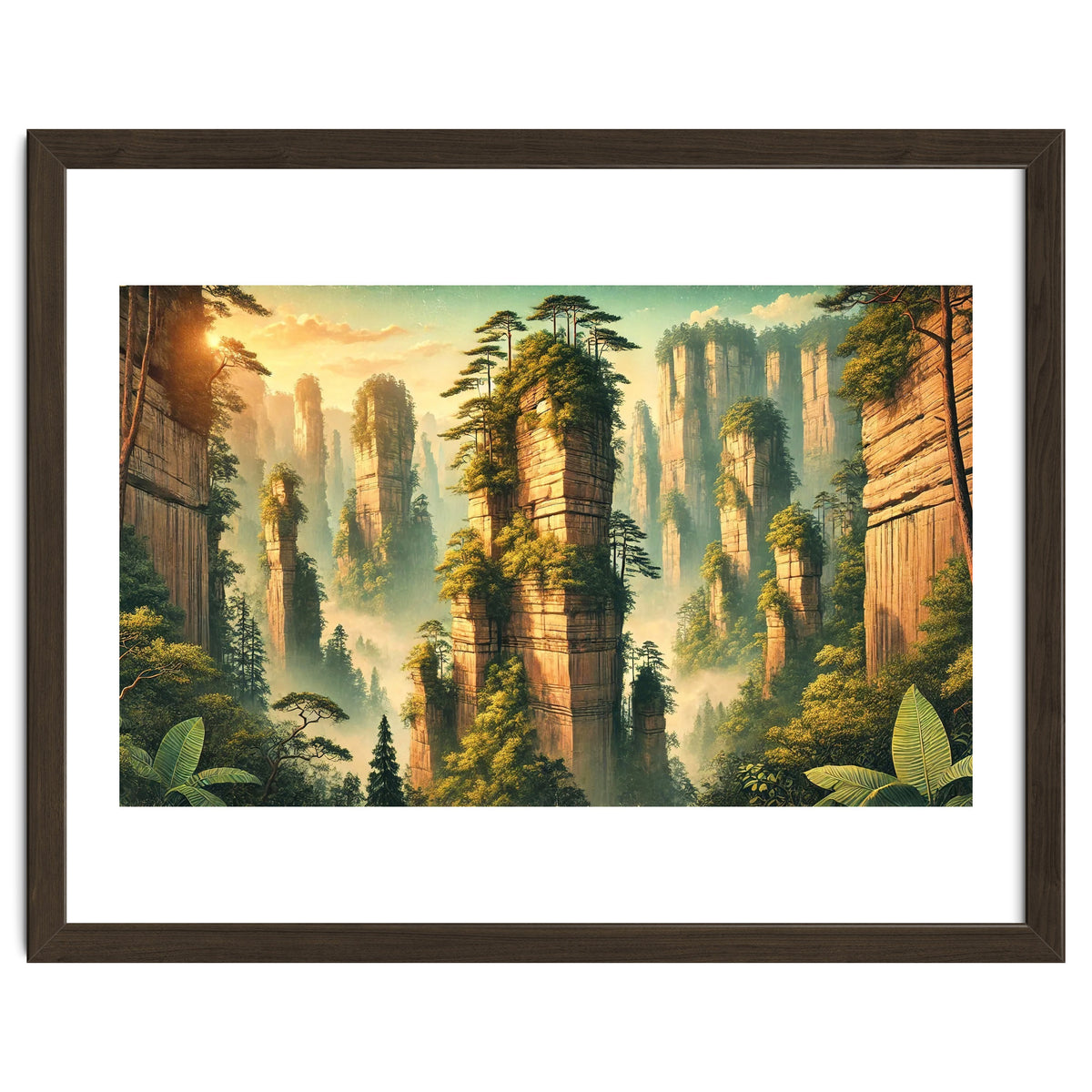 Vintage China, Zhangjiajie Stone Pillars Poster