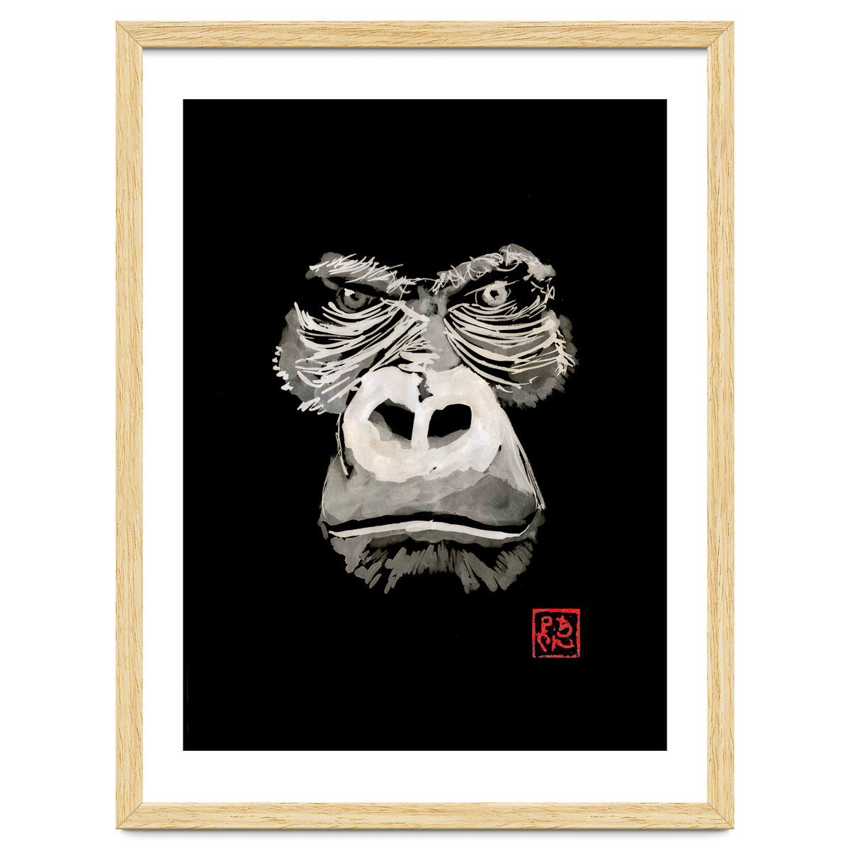 Angry Gorilla White In Black