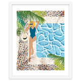 Click, Summer Travel Poolside Swim, Moroccan Tiles Staycation Vacation Holiday, Bohemian Woman Swimsuit Fashion Pose thumbnail