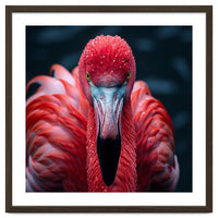 Close Up Flamingo Face With Water Droplets