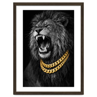 Bejweled hyper-realistic lion photography,diamond fangs portrait
