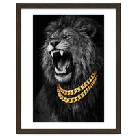 Bejweled hyper-realistic lion photography,diamond fangs portrait