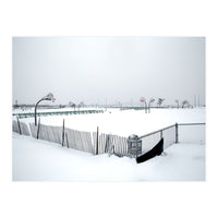 Snow-covered deserted basketball court in winter (Print Only)