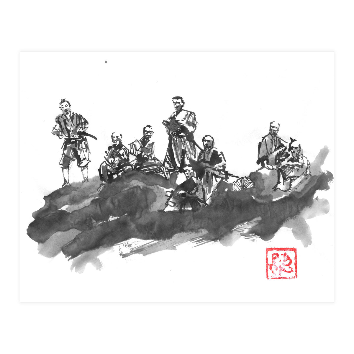 Bench Of Samurais (Print Only)