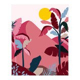 Tropical Sundowner, Pastel Jungle Botanical Nature, Summer Plants Palms Sunset, Mountain Landscape Travel Adventure (Print Only) thumbnail