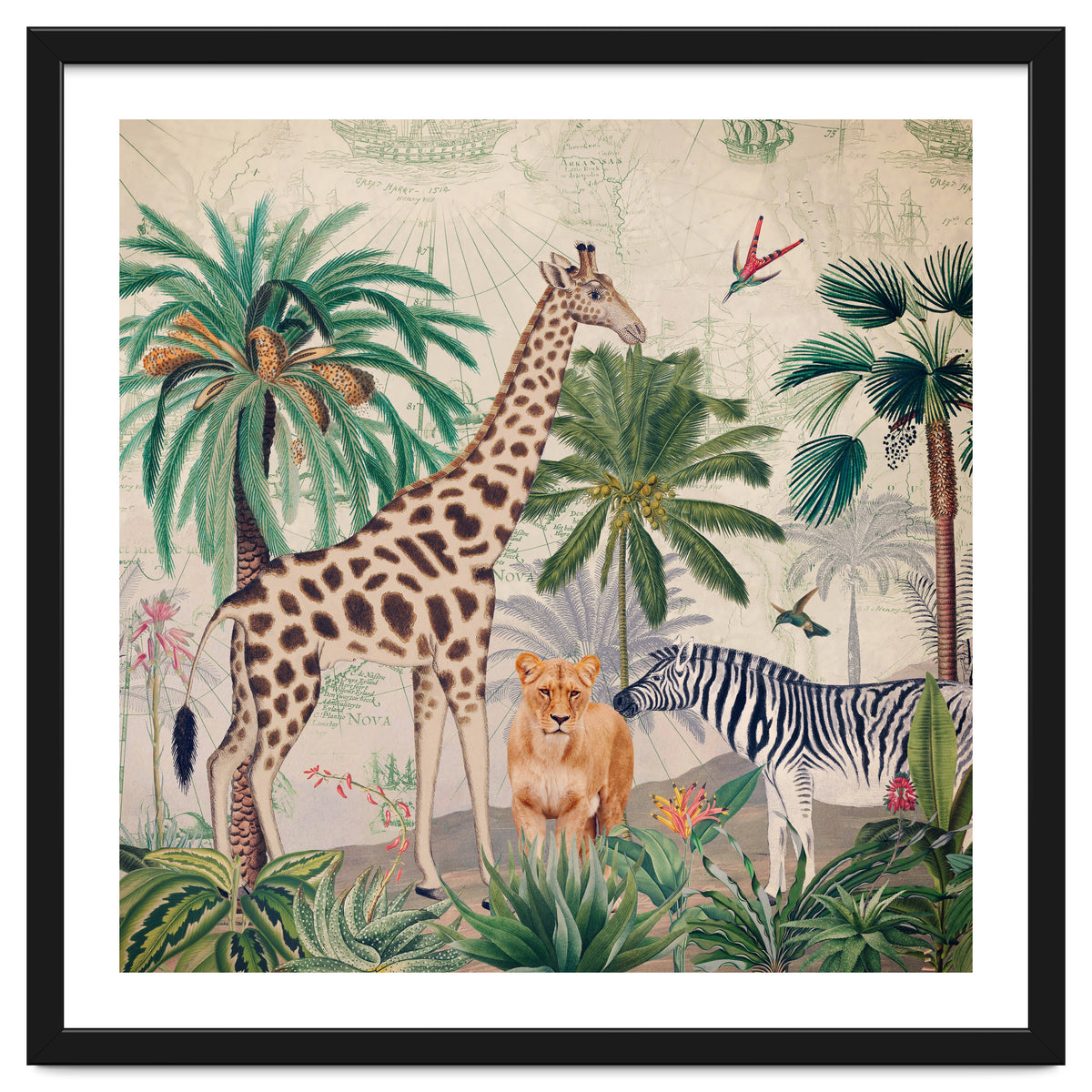 Vintage Fantasy African Animals Safari