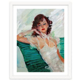 Girl Is Resting On A Green Bench, Watercolor Painting thumbnail