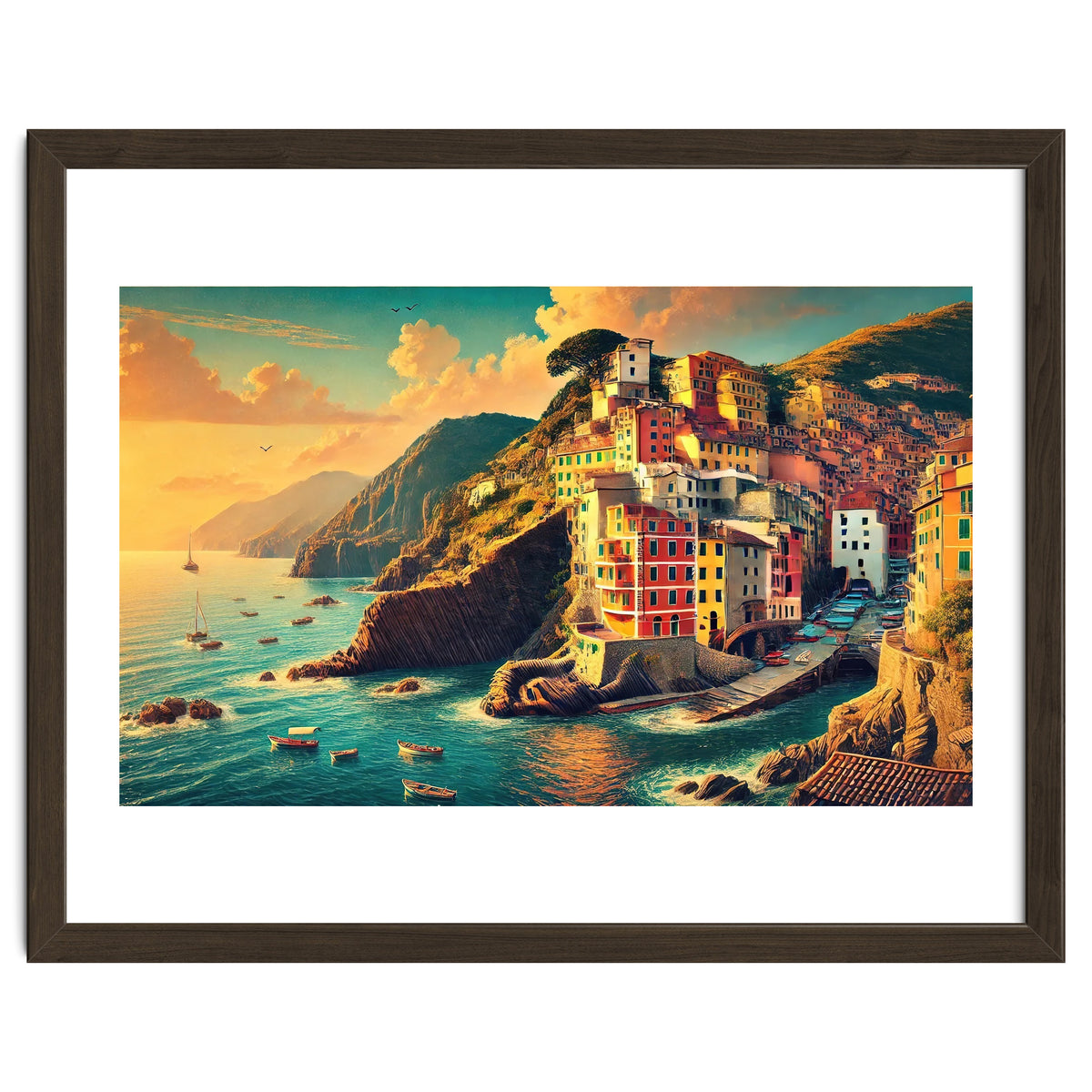 Vintage Cinque Terre Poster, Italy
