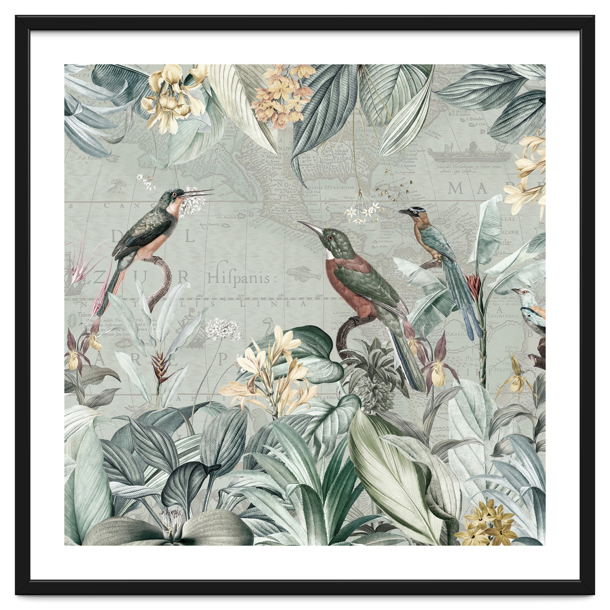 Vintage Exotic Birds Paradise Jungle