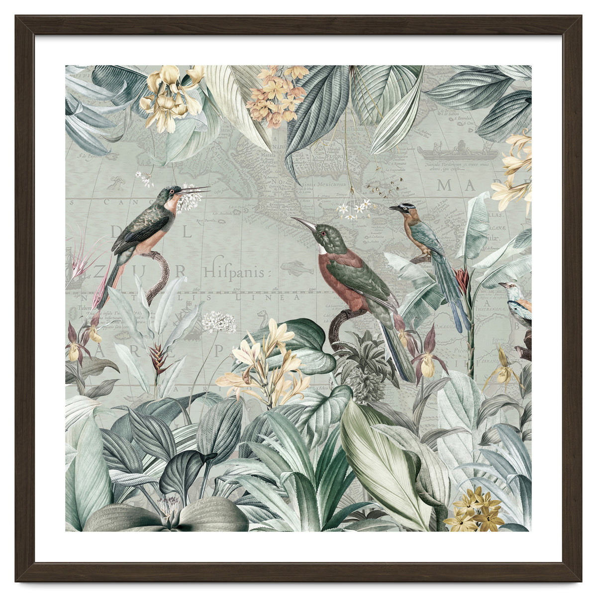 Vintage Exotic Birds Paradise Jungle