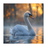 Beautiful Swan Floating On Water At Sunset (Print Only) thumbnail