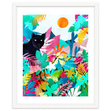 The Black Panther, Tropical Jungle Watercolor Painting, Botanical Forest Colorful Bohemian Illustration, Tiger Leopard Cheetah Animals thumbnail