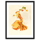 Woman Posing In Yellow Dress And Autumn Leafs thumbnail