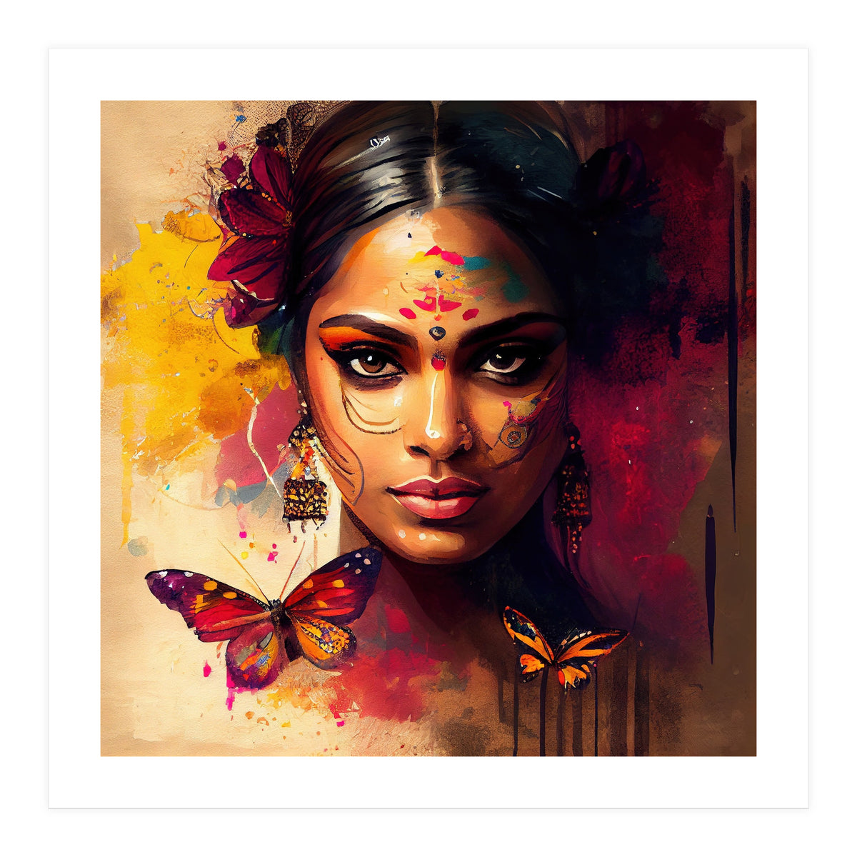 Golden Butterfly Hindu Portrait (Print Only)