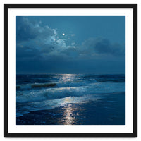 Moonlit Shoreline with Crashing Surf