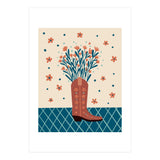Mocha Cowboy boot with flowers (Print Only) thumbnail