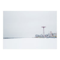 Amusement park in the winter seascape (Print Only)