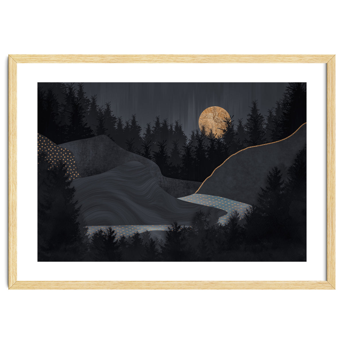 Abstract Landscape Midnight Moon