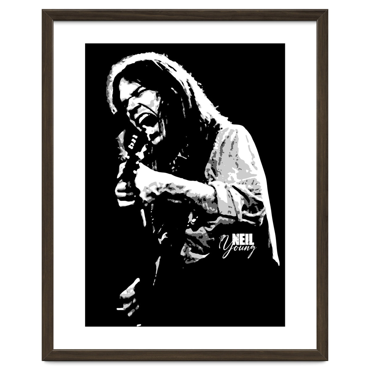 Neil Young Musician Legend in Grayscale 2