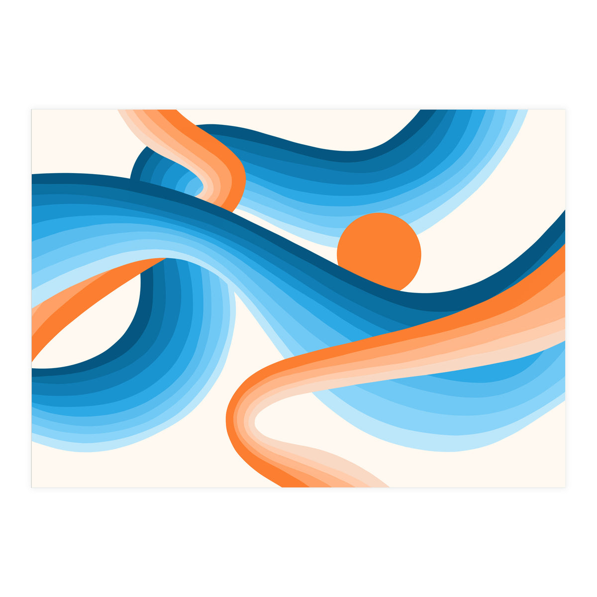 Rise, Abstract Retro Sunrise, Modern Bohemian Space, Concept Graphic Sky, Eclectic Nature (Print Only)