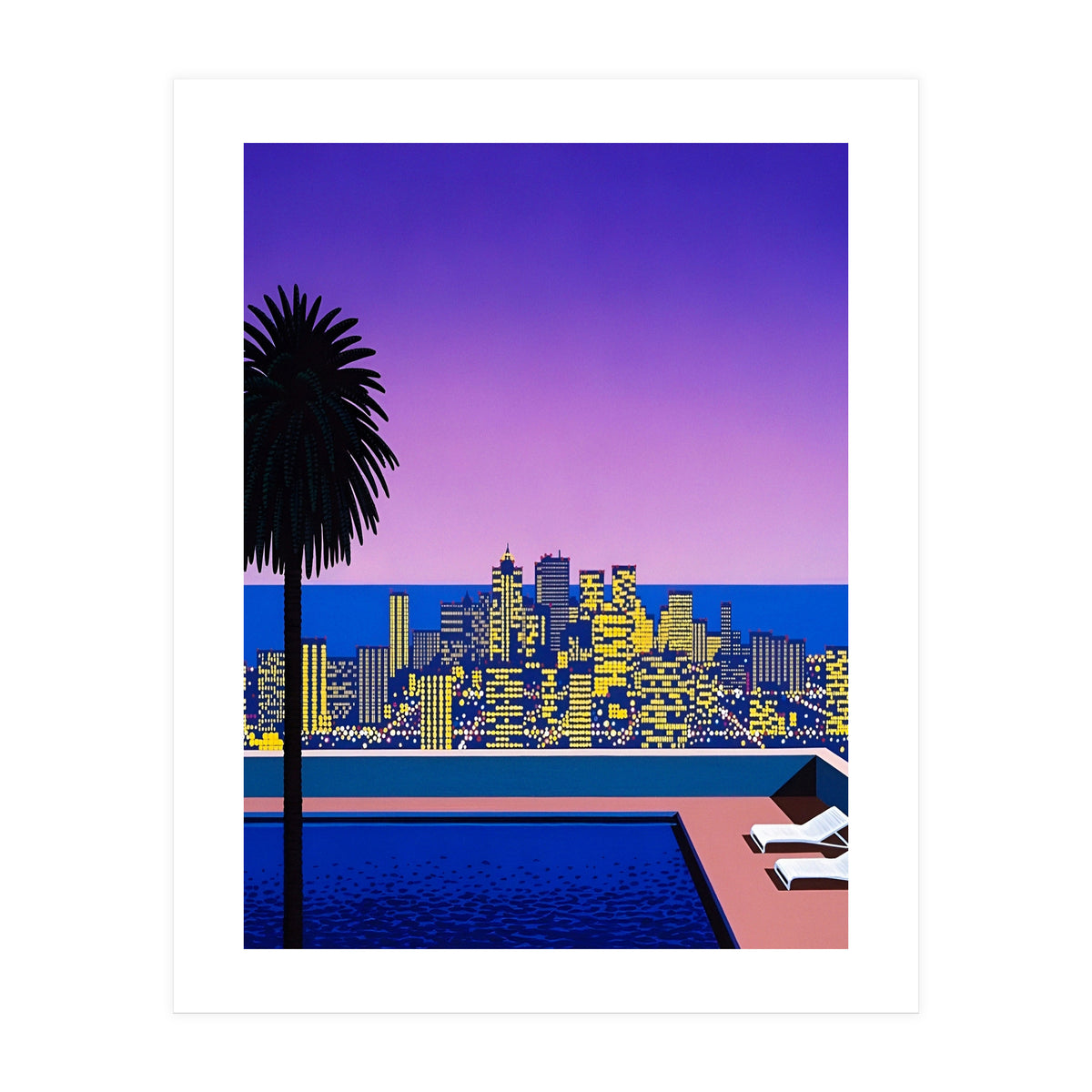 Hiroshi Nagai - City Pop At Night, Swimming Pool (Print Only)