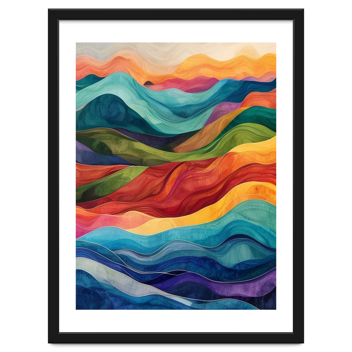 Abstract Rainbow Wave Landscape