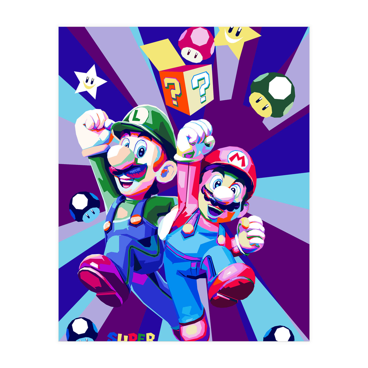 Mario Luigi Popart Cartoon Pop Art (Print Only)